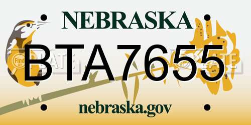 BTA7655 Nebraska License Plate