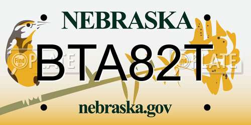 BTA82T Nebraska License Plate