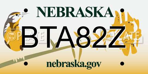 BTA82Z Nebraska License Plate