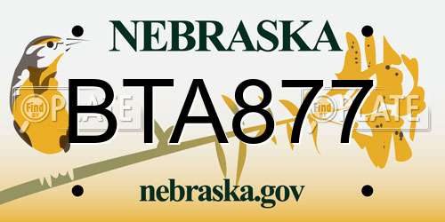 BTA877 Nebraska License Plate