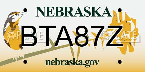 BTA87Z Nebraska License Plate