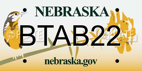 BTAB22 Nebraska License Plate
