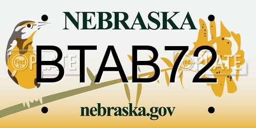 BTAB72 Nebraska License Plate