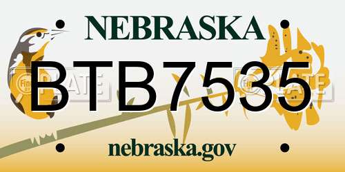 BTB7535 Nebraska License Plate