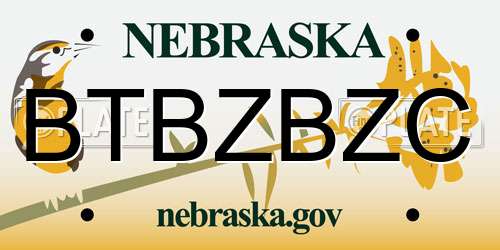 BTBZBZC Nebraska License Plate