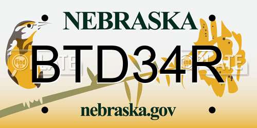 BTD34R Nebraska License Plate