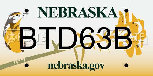 BTD63B Nebraska License Plate