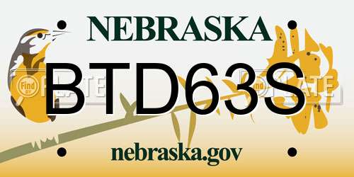 BTD63S Nebraska License Plate