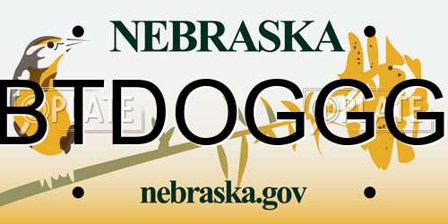 BTDOGGG Nebraska License Plate