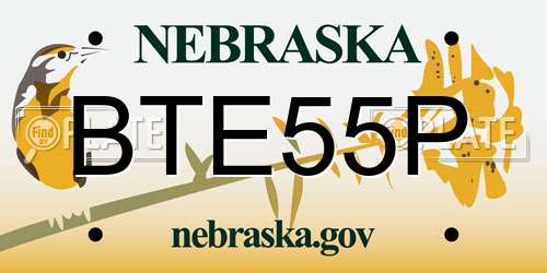 BTE55P Nebraska License Plate