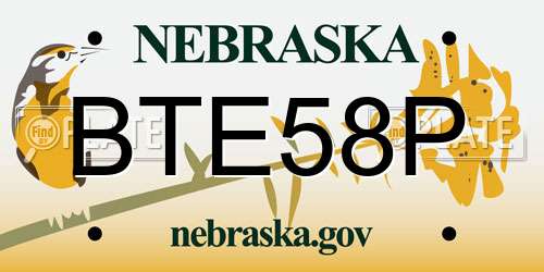 BTE58P Nebraska License Plate