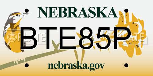 BTE85P Nebraska License Plate