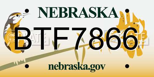 BTF7866 Nebraska License Plate