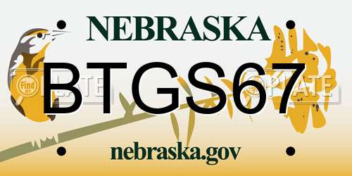 BTGS67 Nebraska License Plate