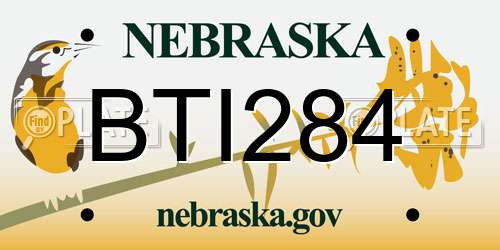 BTI284 Nebraska License Plate