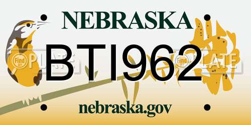 BTI962 Nebraska License Plate