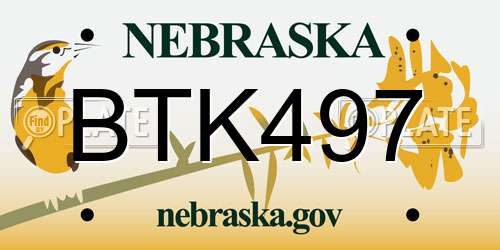BTK497 Nebraska License Plate