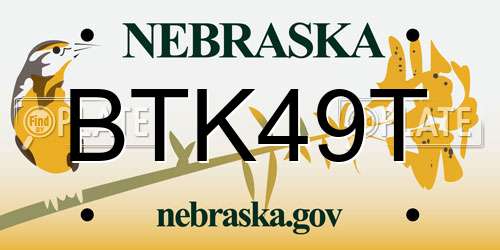 BTK49T Nebraska License Plate