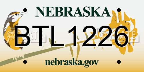 BTL1226 Nebraska License Plate