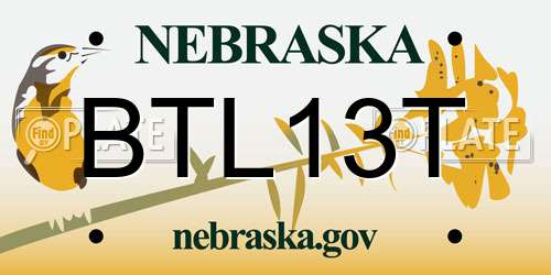 BTL13T Nebraska License Plate