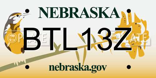 BTL13Z Nebraska License Plate