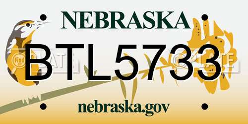 BTL5733 Nebraska License Plate