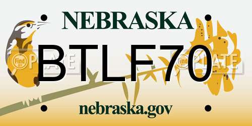 BTLF70 Nebraska License Plate
