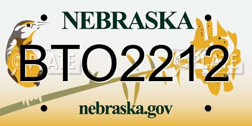 BTO2212 Nebraska License Plate