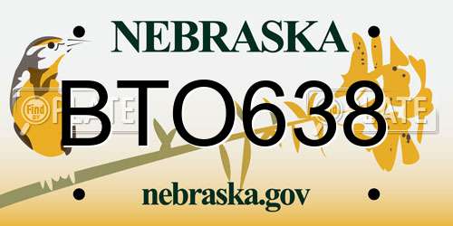 BTO638 Nebraska License Plate