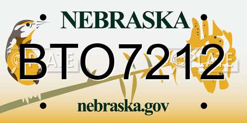 BTO7212 Nebraska License Plate