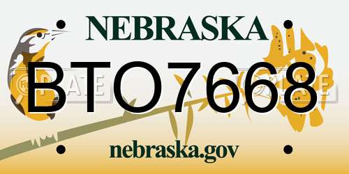 BTO7668 Nebraska License Plate