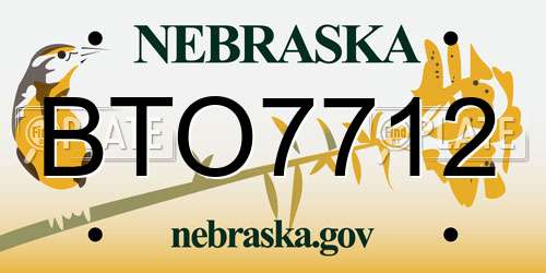 BTO7712 Nebraska License Plate