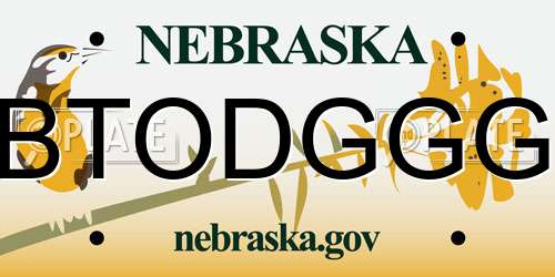 BTODGGG Nebraska License Plate