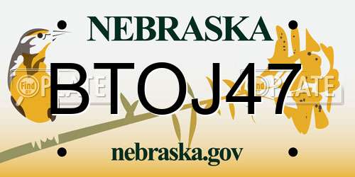 BTOJ47 Nebraska License Plate