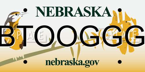 BTOOGGG Nebraska License Plate