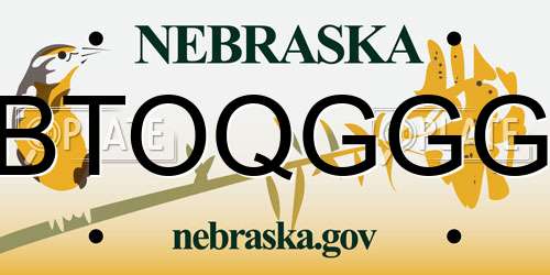 BTOQGGG Nebraska License Plate