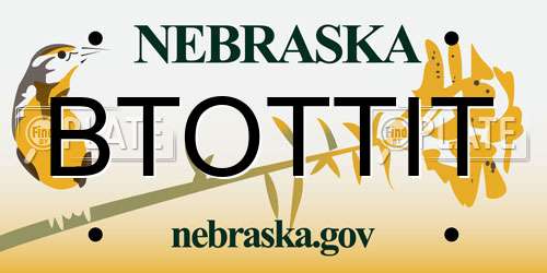 BTOTTIT Nebraska License Plate