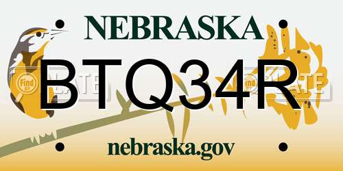 BTQ34R Nebraska License Plate