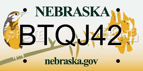 BTQJ42 Nebraska License Plate