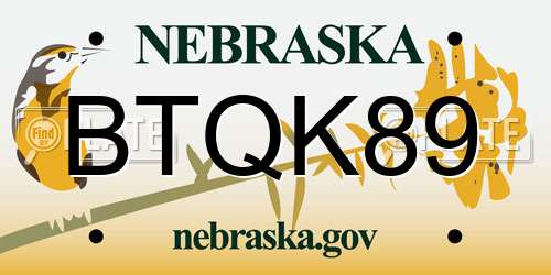 BTQK89 Nebraska License Plate