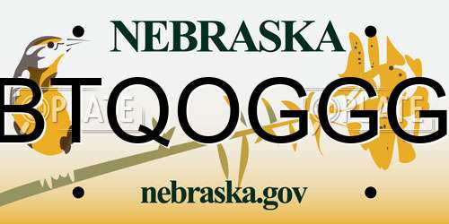 BTQOGGG Nebraska License Plate