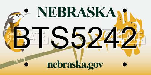 BTS5242 Nebraska License Plate