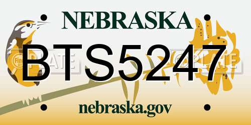 BTS5247 Nebraska License Plate