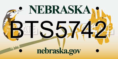 BTS5742 Nebraska License Plate
