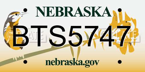 BTS5747 Nebraska License Plate