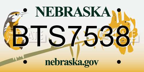 BTS7538 Nebraska License Plate