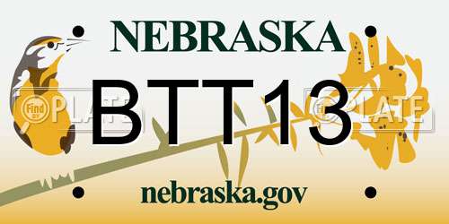 BTT13 Nebraska License Plate