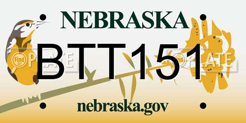 BTT151 Nebraska License Plate
