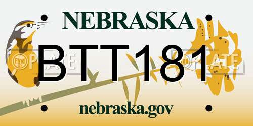BTT181 Nebraska License Plate