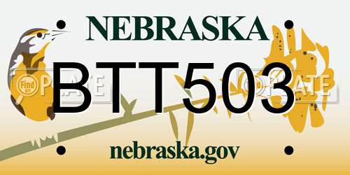 BTT503 Nebraska License Plate